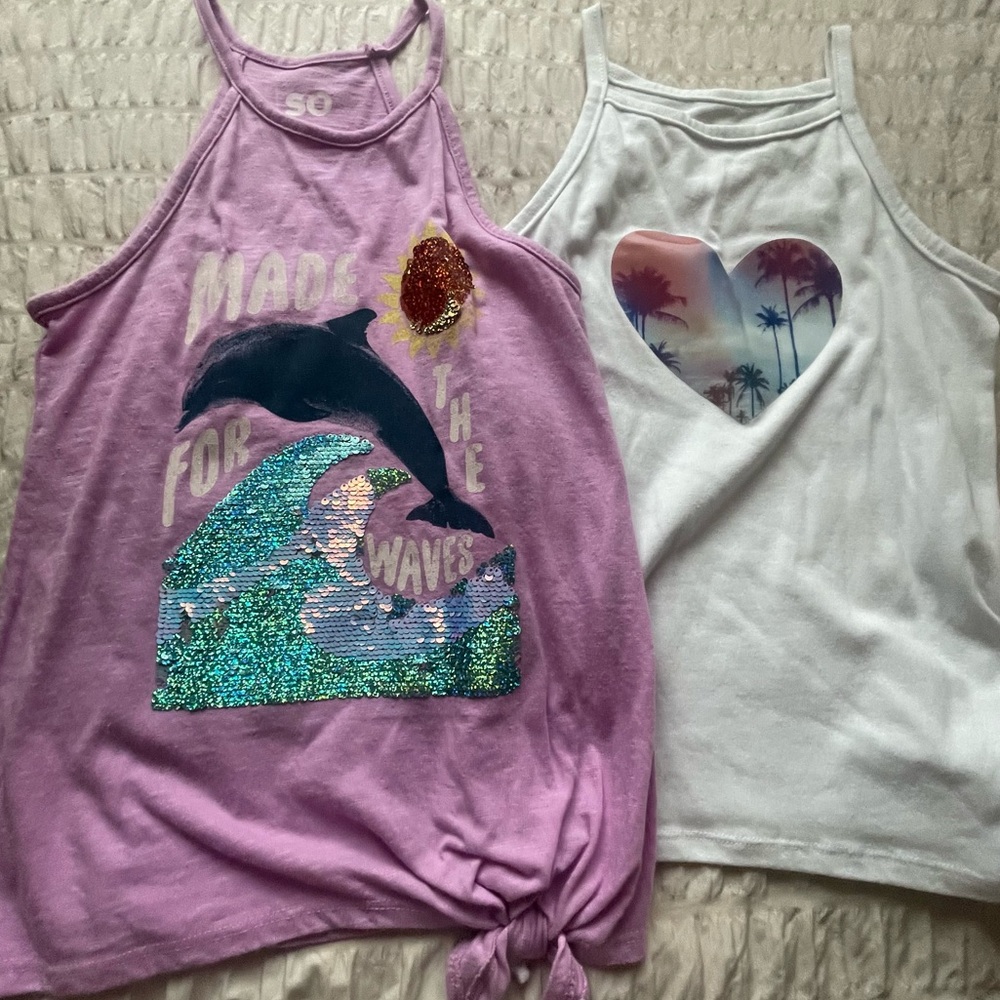Kids Graphic Tank Tops - Purple and White